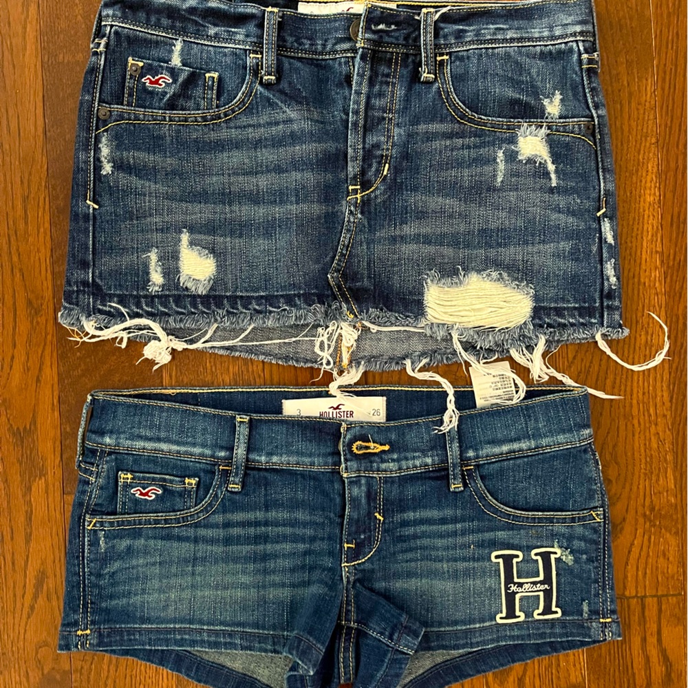 Vintage Hollister denim mini skirt & shorts. $11 is for both items sold together